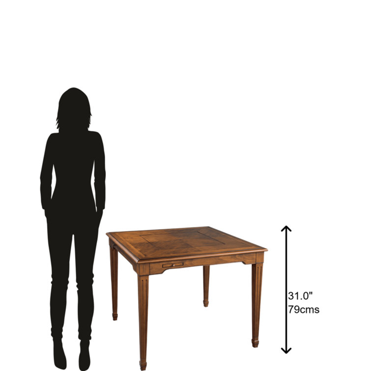 Traditional 36'' Brown Solid Wood Square Game Table with Storage