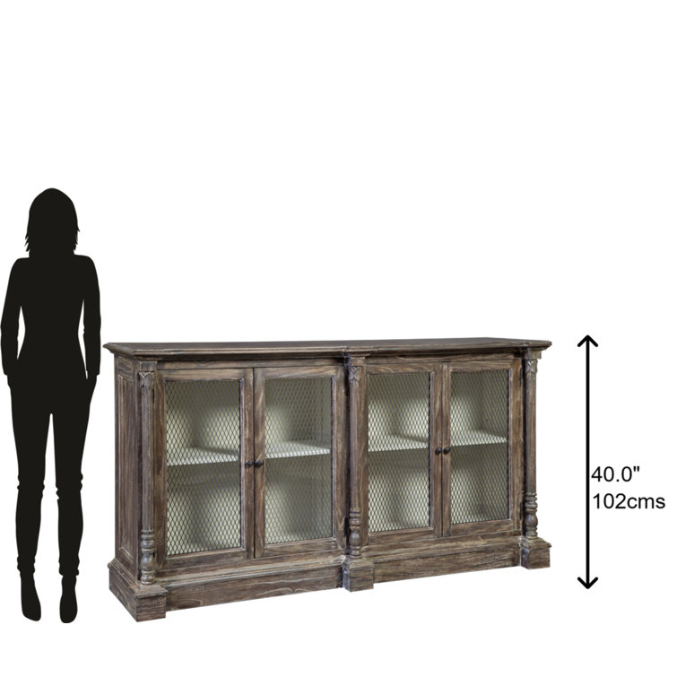 Emilliana Traditional Black & Brown Solid Wood 72'' Sideboard