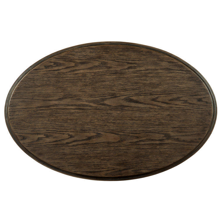 Transitional Oval Lift-Top Coffee Table with Storage in Brown