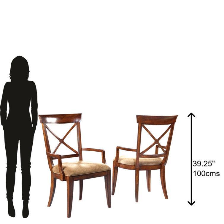 Brown Velvet Upholstered Cross Back Arm Chair