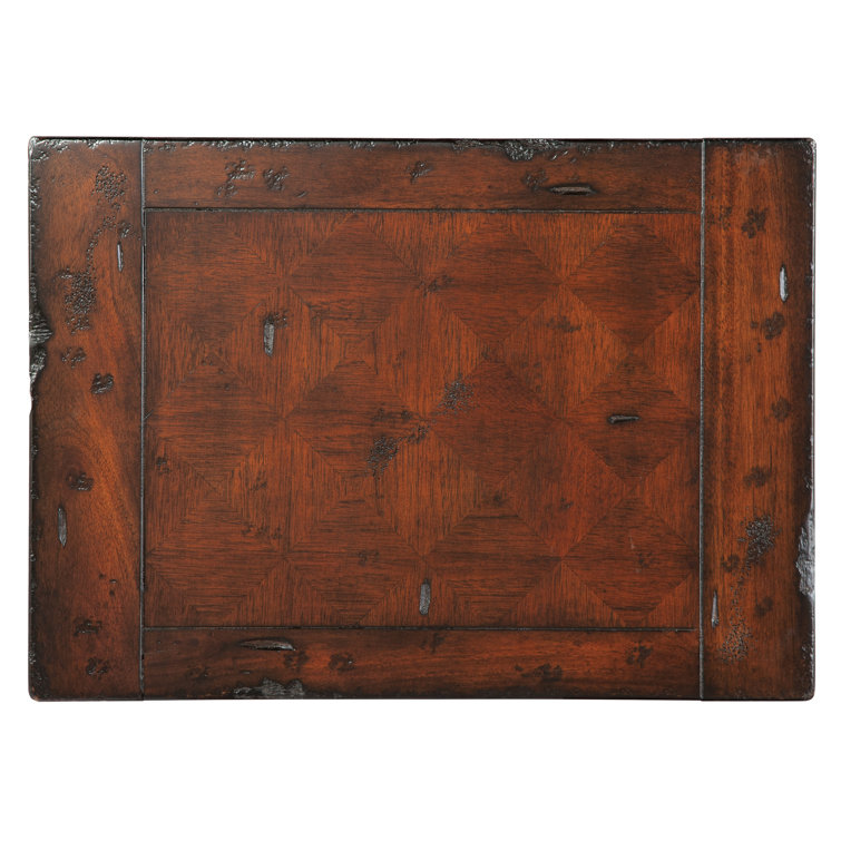 Traditional Mahogany Brown Side Table with Storage Tray