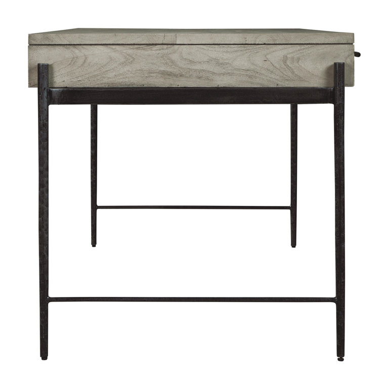 Bedford Gray Solid Mango Wood Transitional Home Office Desk with 3 Drawers