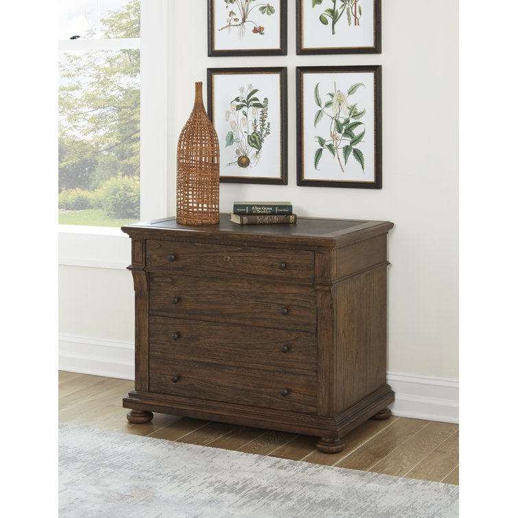 Brown Traditional 2-Drawer Lockable Lateral File Cabinet