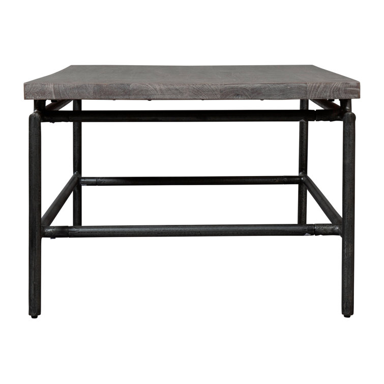 Gray Rectangular Wood and Metal Coffee Table with Storage