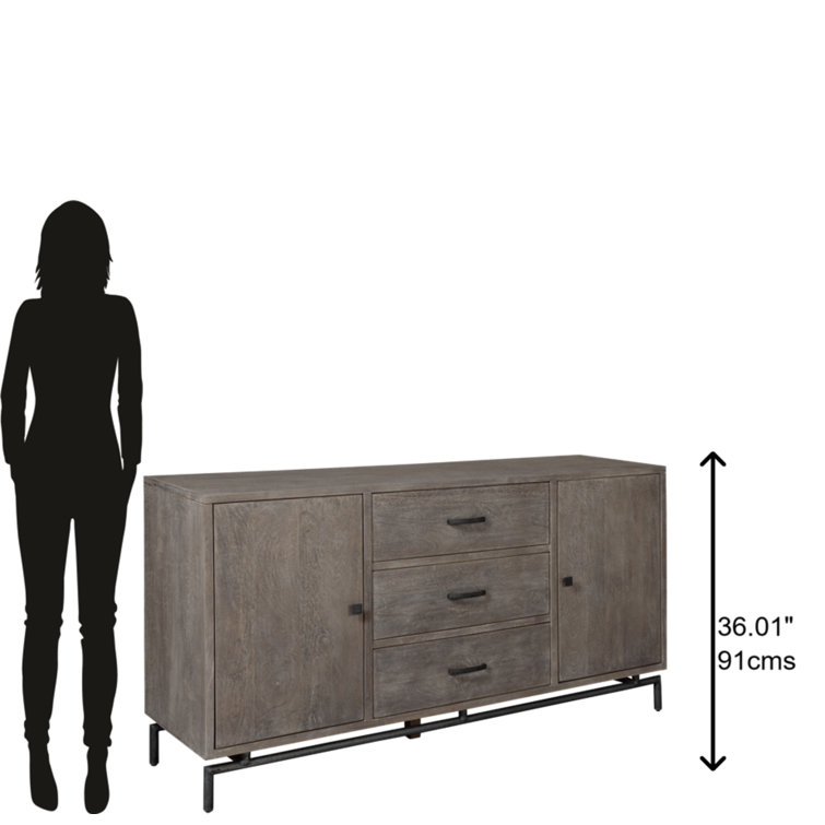 Jaedon 66'' Beige Mango Wood Sideboard with Iron Base