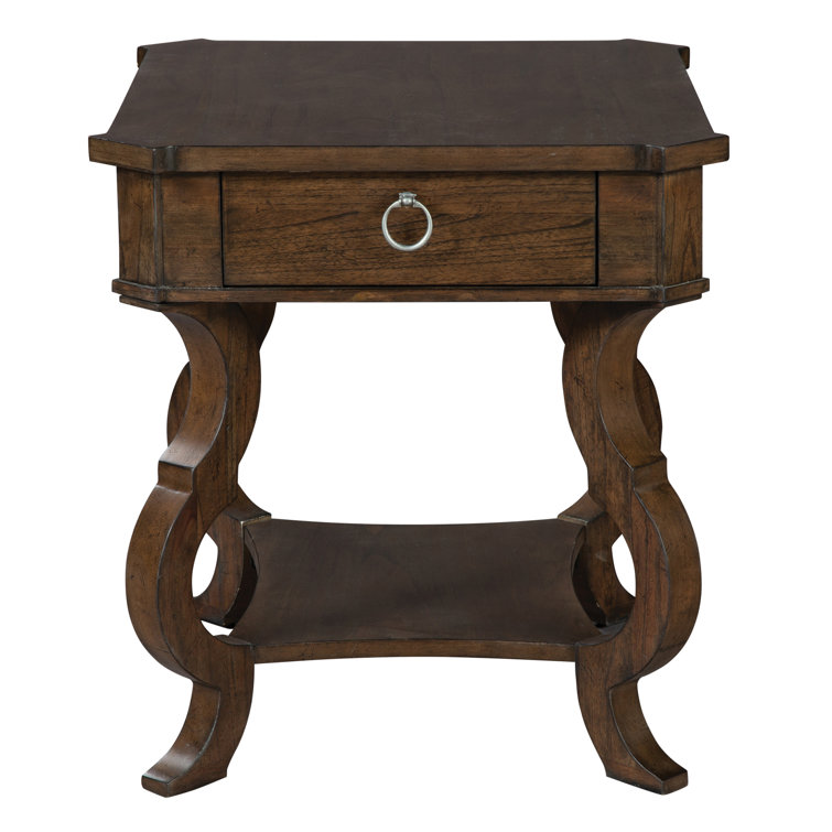 Traditional Black and Gray Wood End Table with Storage