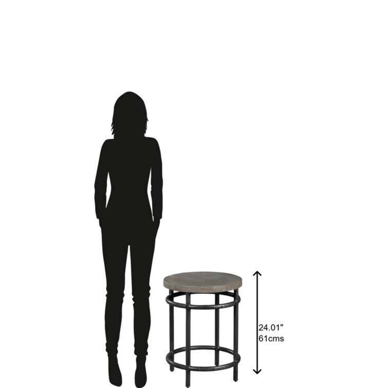 Gray Mango Wood and Iron Round Pub Stool