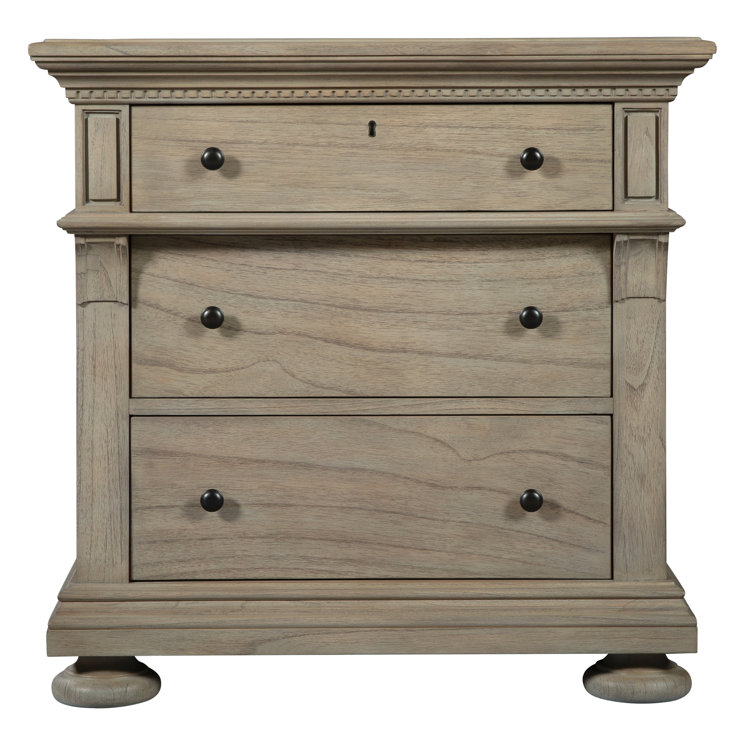 Wellington Driftwood Traditional 3-Drawer Brown Nightstand