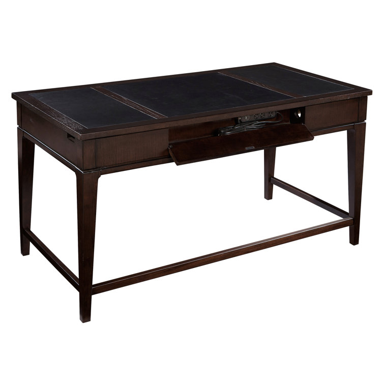 Transitional Brown 60" Wood Home Office Desk with 3 Drawers