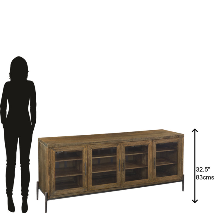 Bedford Transitional Brown Mango Solid Entertainment Console with Glass Doors