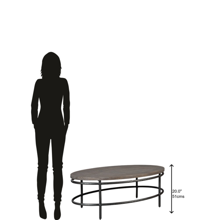 52" Black and Gray Oval Wood Coffee Table with Storage
