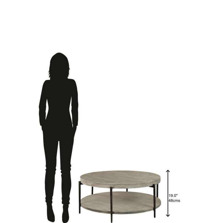 Round Gray Mango Wood and Metal Coffee Table