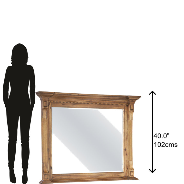 Wellington Hall Traditional Beige Wood Rectangular Dresser Mirror