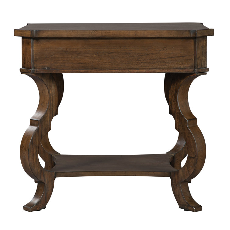 Traditional Black and Gray Wood End Table with Storage