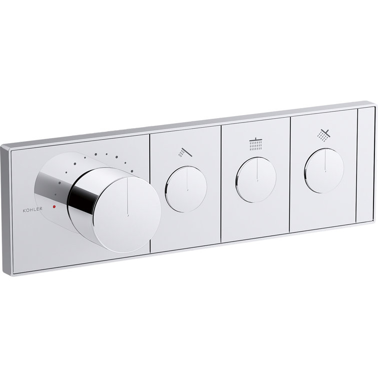 White Polished Chrome Thermostatic Valve Control Panel