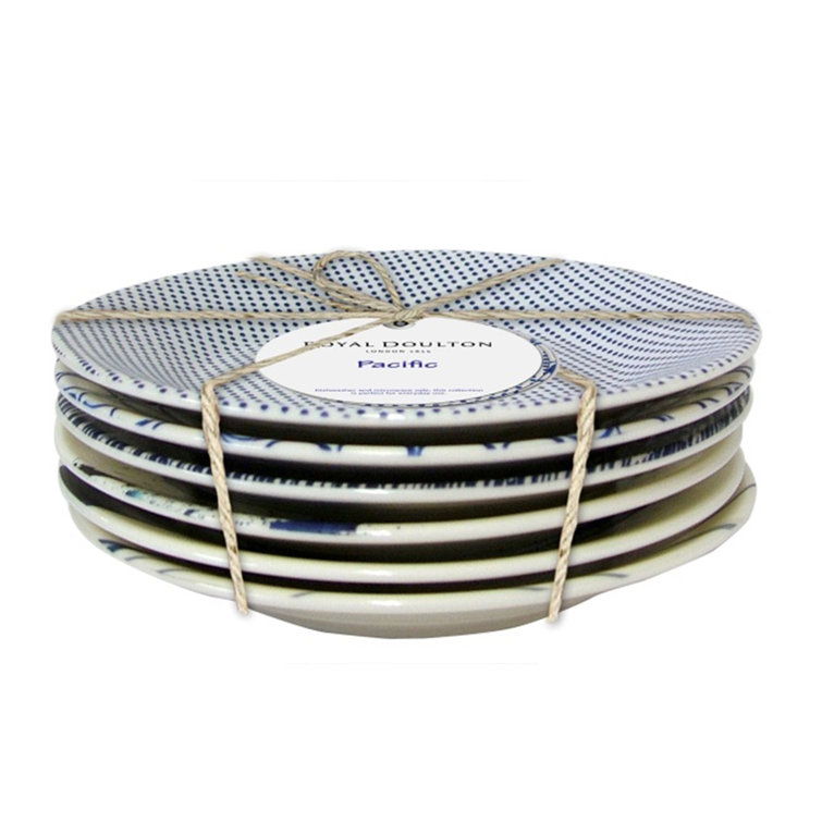 Royal Doulton Pacific Dark Blue Porcelain Round Salad Plates Set
