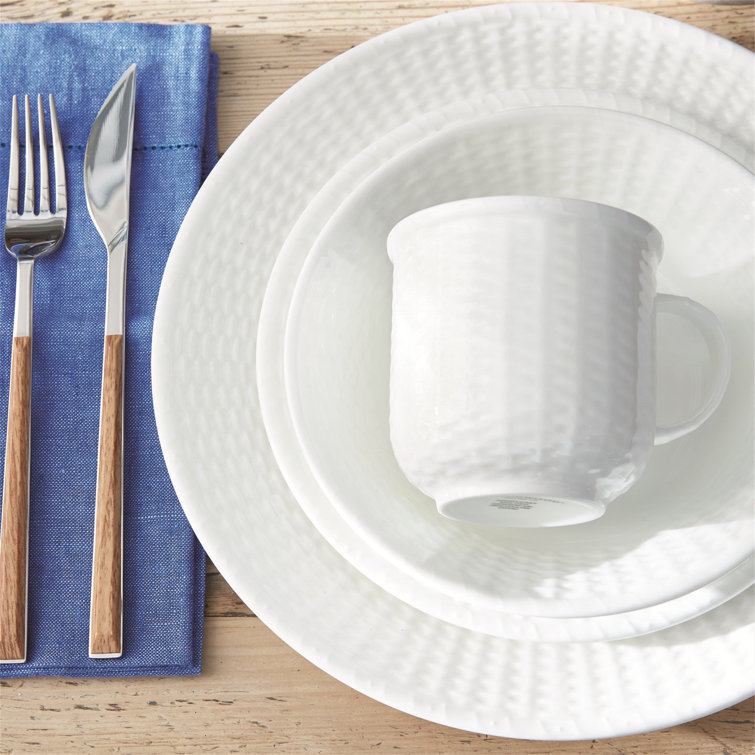 White Textured Porcelain Round Dinner Plate