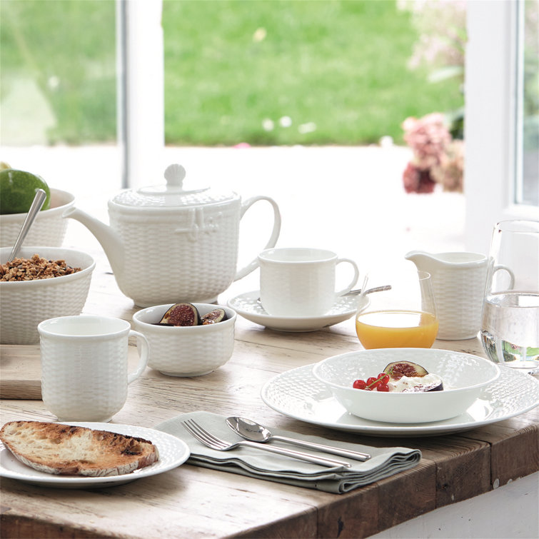 White Fine Bone China Embossed Sugar Bowl with Lid