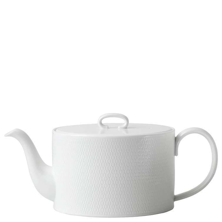 Wedgwood Gio White Bone China Teapot with Geometric Pattern