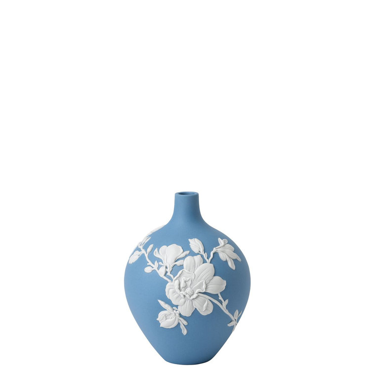 Blue and White Ceramic Magnolia Blossom Bud Vase