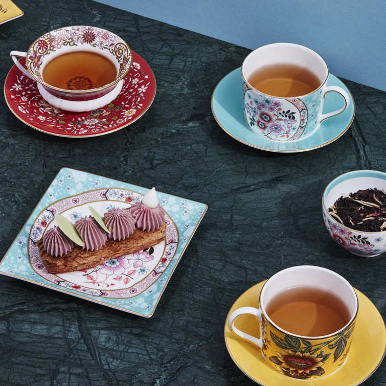 Wonderlust Multi-Color Bone China Teacup and Saucer Set