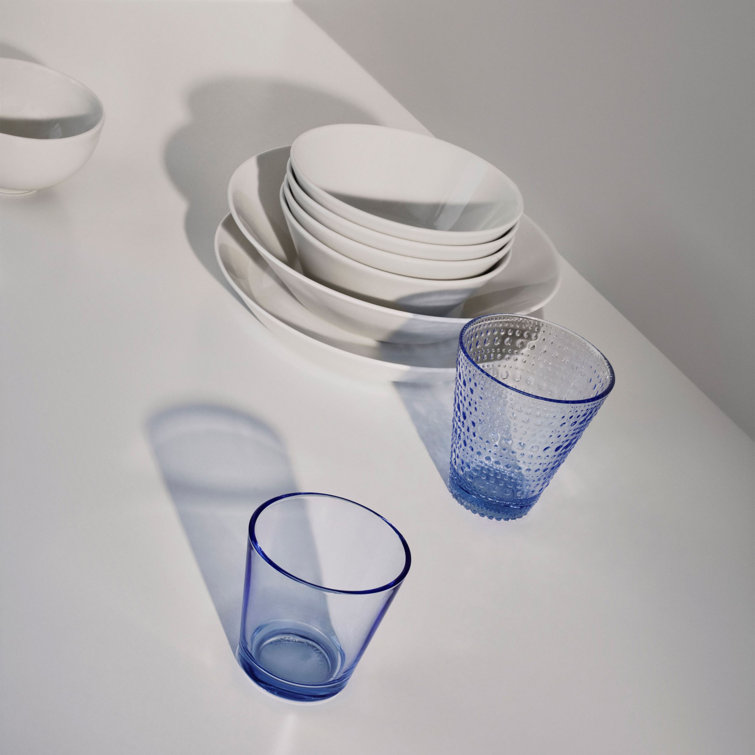 Aqua Glass Dewdrop Design 10 oz. Drinking Tumblers Set of 2