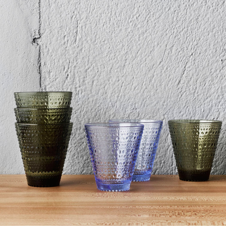 Aqua Glass Dewdrop Design 10 oz. Drinking Tumblers Set of 2