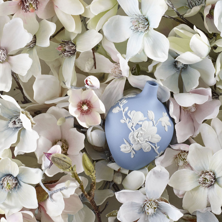 Blue and White Ceramic Magnolia Blossom Bud Vase