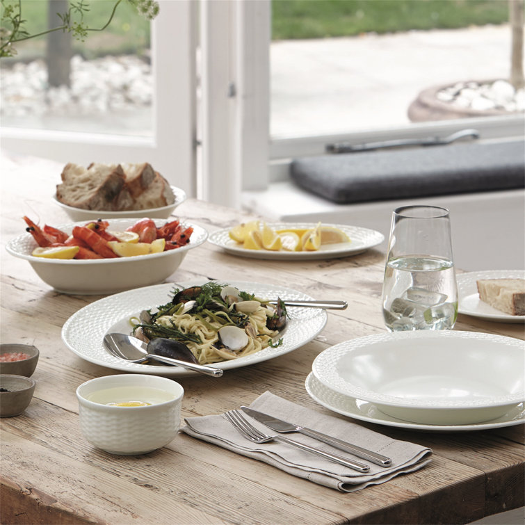 White Textured Porcelain Round Dinner Plate