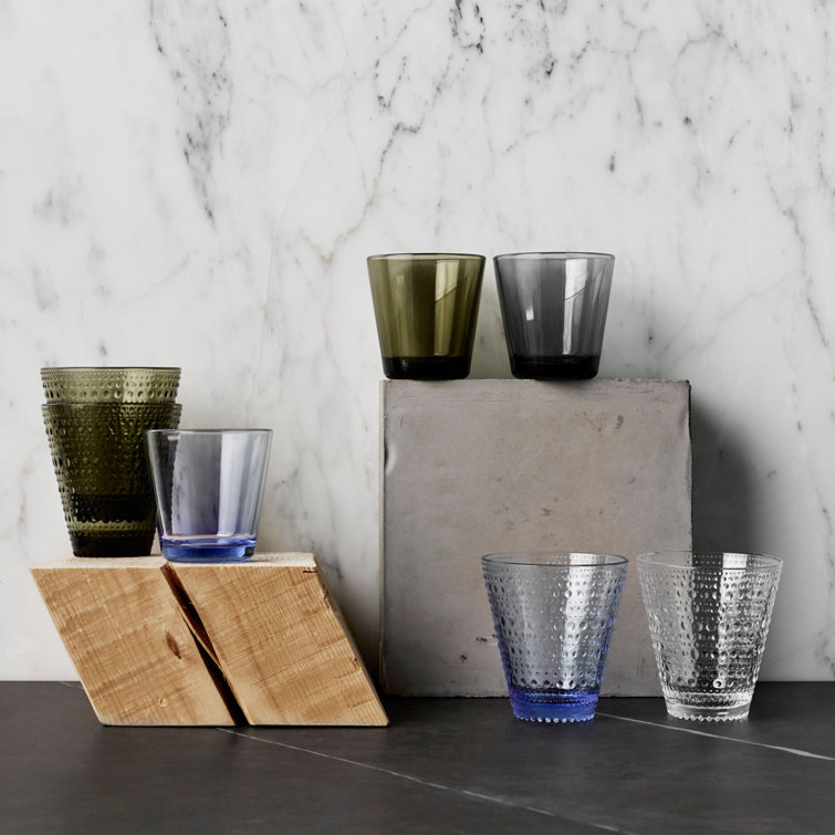 Aqua Glass Dewdrop Design 10 oz. Drinking Tumblers Set of 2