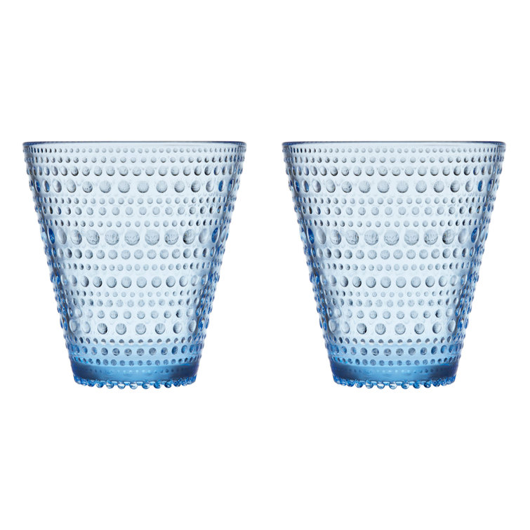 Aqua Glass Dewdrop Design 10 oz. Drinking Tumblers Set of 2