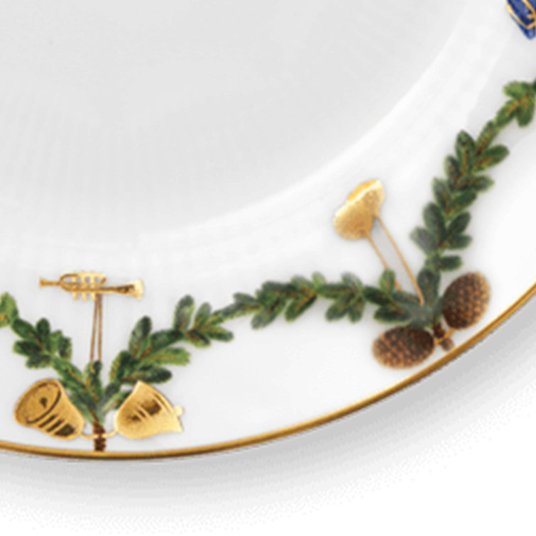 Star Fluted Christmas Hand-Painted Porcelain Dessert Plate