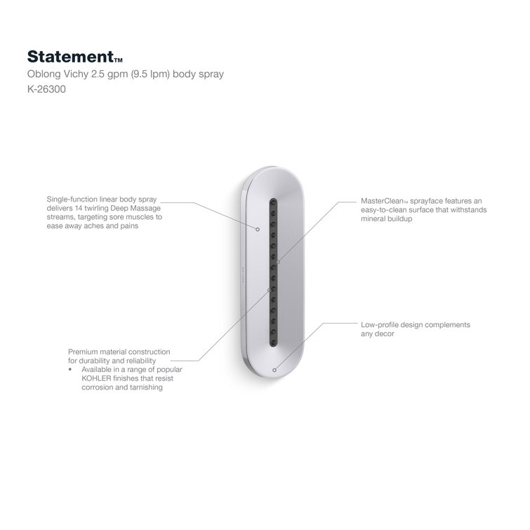Polished Chrome Oval Single-Function Shower Body Spray