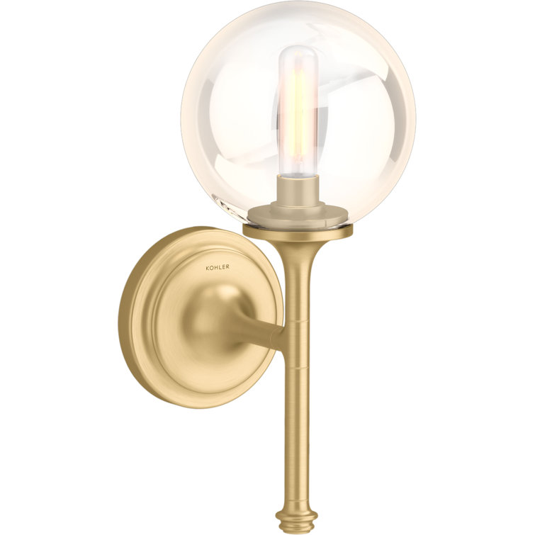 Bellera Brushed Brass 14" Wall Sconce with Glass Globe