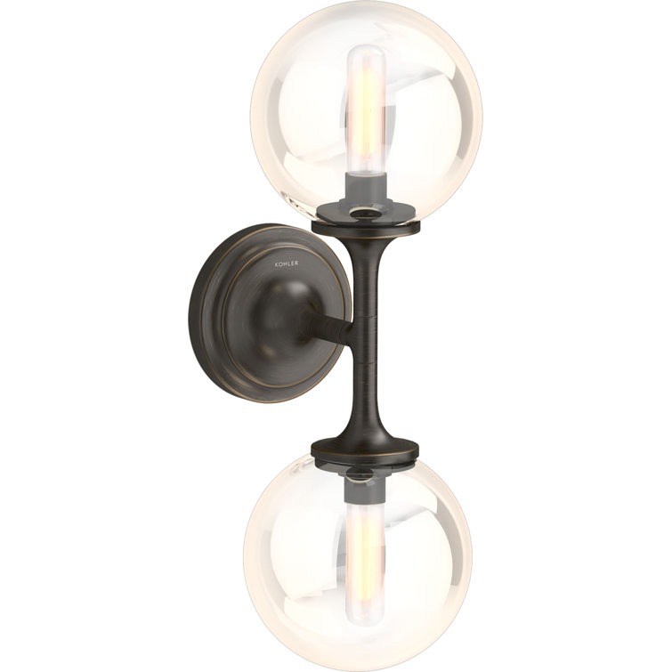 Bellera Oil-Rubbed Bronze 2-Light Wall Sconce with Clear Glass Shades