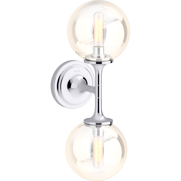 Elegant Chrome Flared Sconce with Clear Glass Globe
