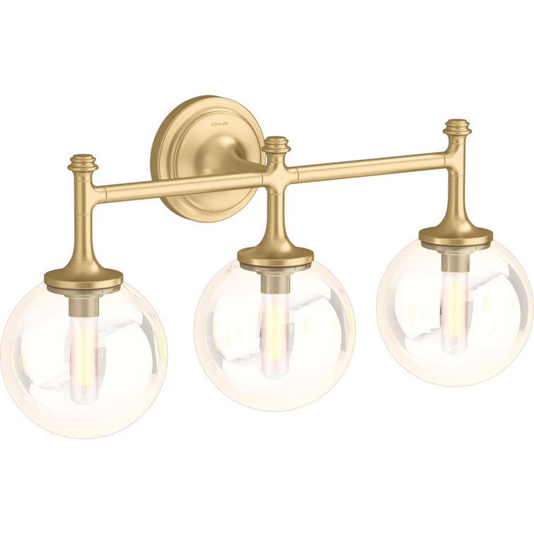 Bellera 22" Brushed Brass 3-Light Wall Sconce with Clear Glass Shades