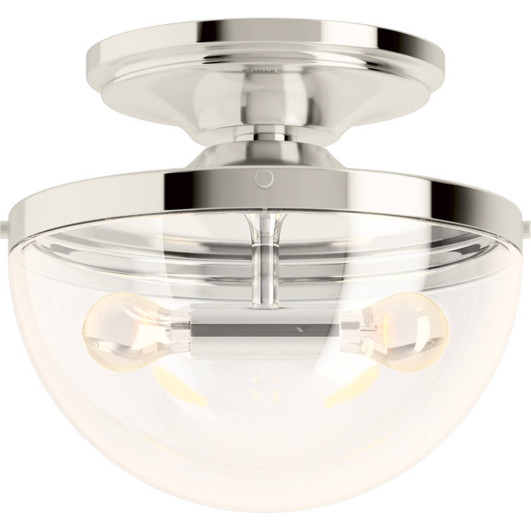 Elegant Bellera 15" Polished Nickel Globe Flush Mount with Clear Glass