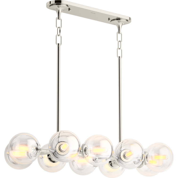 Polished Nickel 10-Light Clear Glass Bell Chandelier
