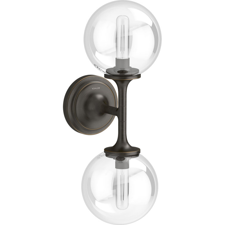 Bellera Oil-Rubbed Bronze 2-Light Wall Sconce with Clear Glass Shades
