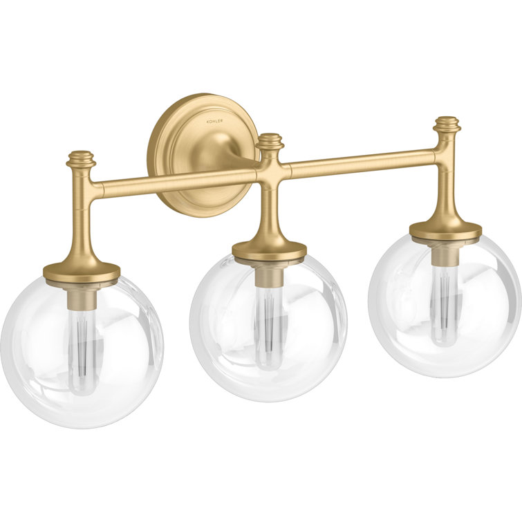 Bellera 22" Brushed Brass 3-Light Wall Sconce with Clear Glass Shades