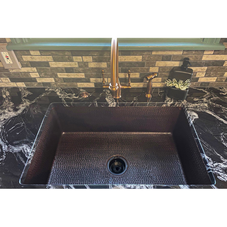 33" Hammered Copper Single Basin Drop-In Kitchen Sink