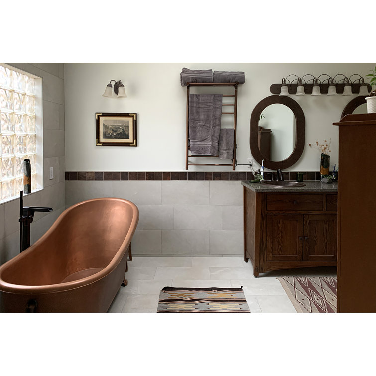 18" Oval Hammered Copper Bathroom Sink with Oil Rubbed Bronze Finish