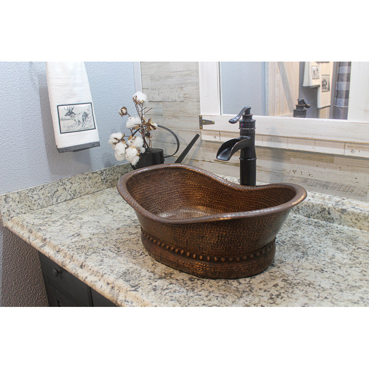 20" Oil Rubbed Bronze Hammered Copper Vessel Sink