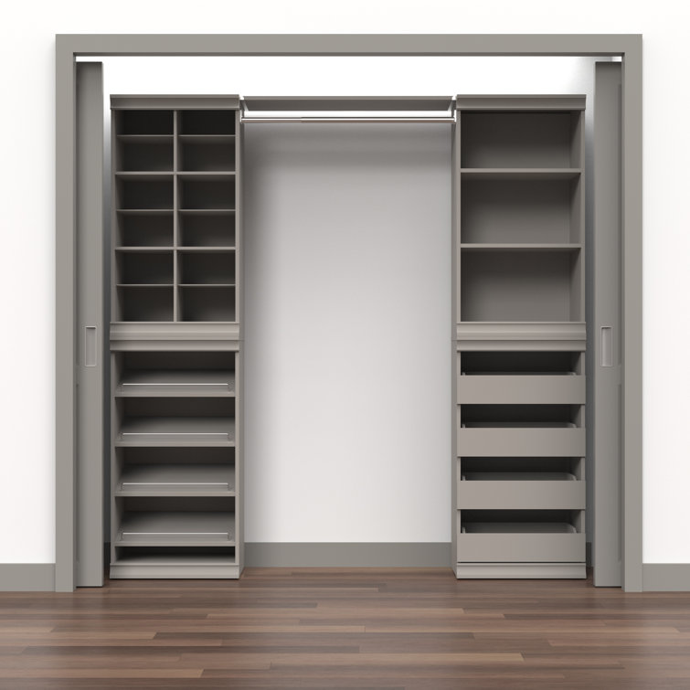 Taupe Modular Stackable Shoe Shelf with Metal Accents
