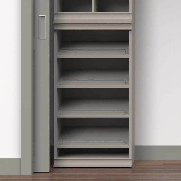 Taupe Modular Stackable Shoe Shelf with Metal Accents