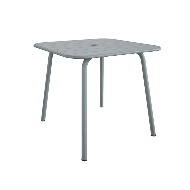 Light Gray Steel Armless Stacking Patio Dining Chairs, Pair