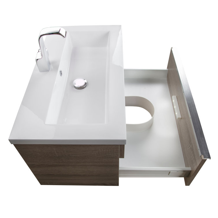 Arlie 30'' Brown Wall-Mount Single Sink Vanity