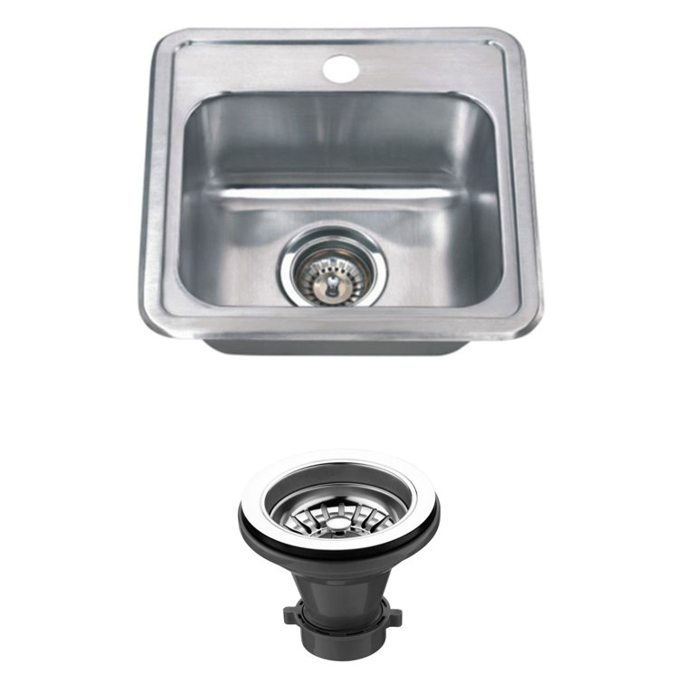 15'' Square Drop-In Stainless Steel Single Bowl Sink