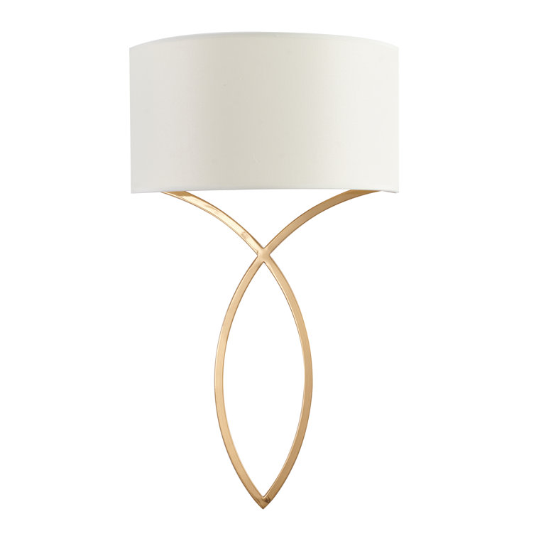 Antique Brass 14" Dimmable Wall Sconce with Off-White Shade